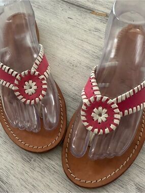 Jack Rogers Pink Leather Thong Sandals size 6.5M